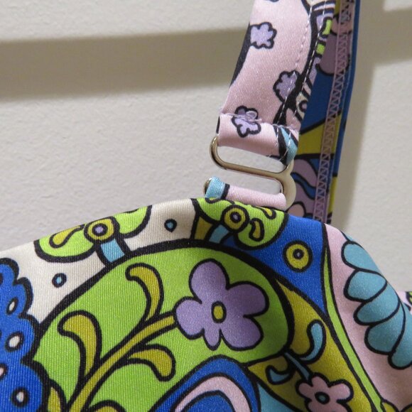 THE HIPPIE SHAKE Marcie Psychedelic Floral Bikini Top Retro 70s Swim Boho - Picture 6 of 12